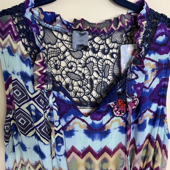 NWT Desigual Tie Dye Maxi Dress Vest Serpens size 4. Multi Color crochet - Picture 7 of 14